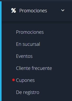 configuración de cupones